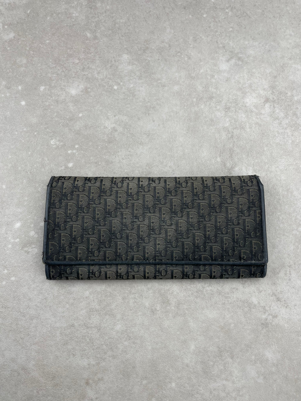 Dior Vintage Black Oblique Jacquard Long Wallet