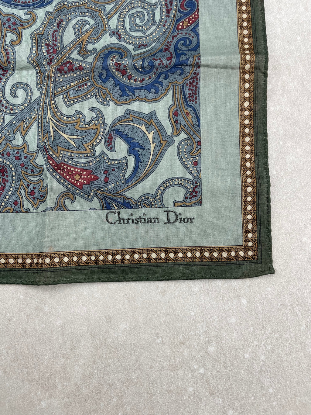 Carré Dior Vintage en Coton Bleu et Vert