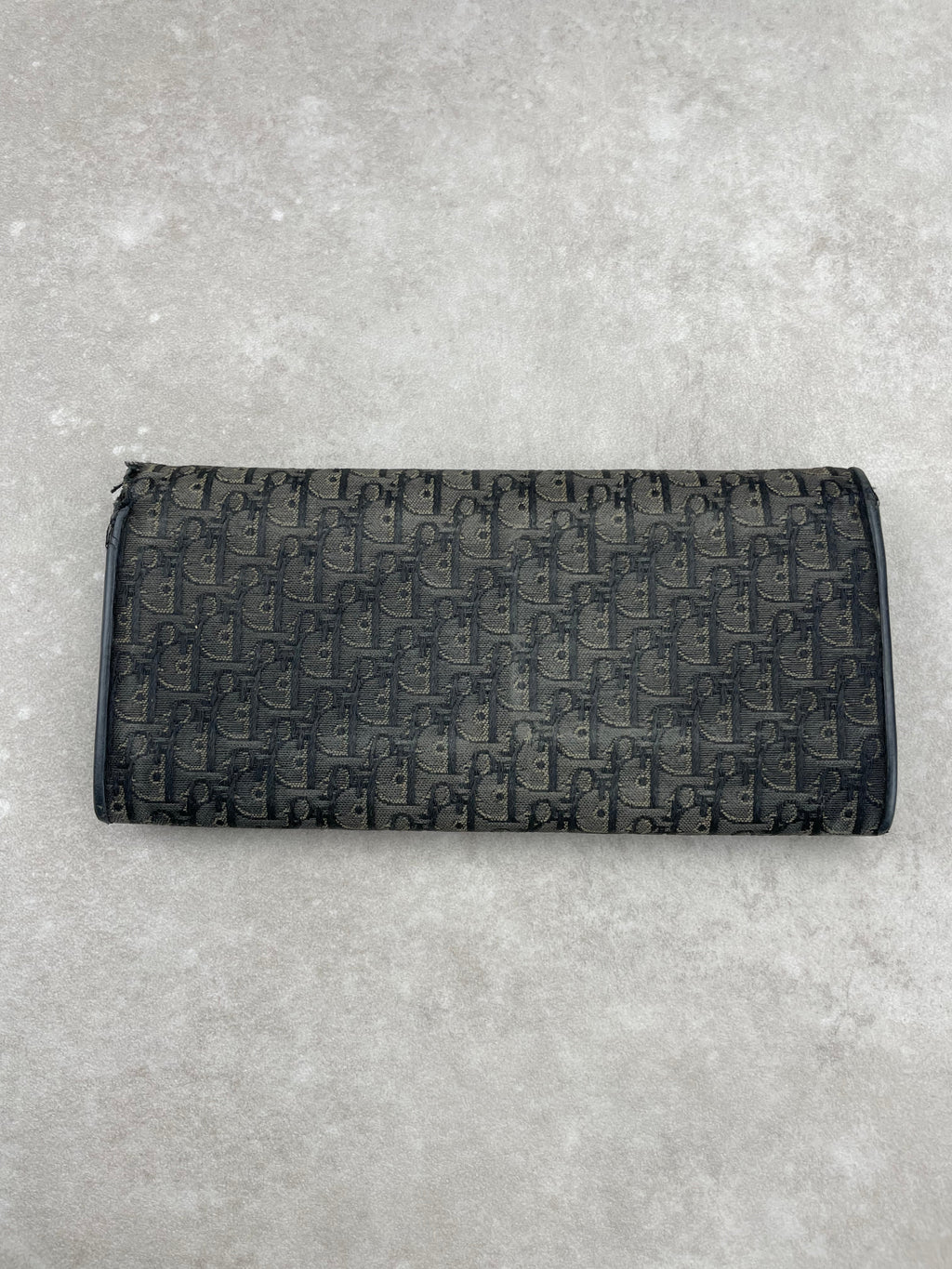 Dior Vintage Black Oblique Jacquard Long Wallet