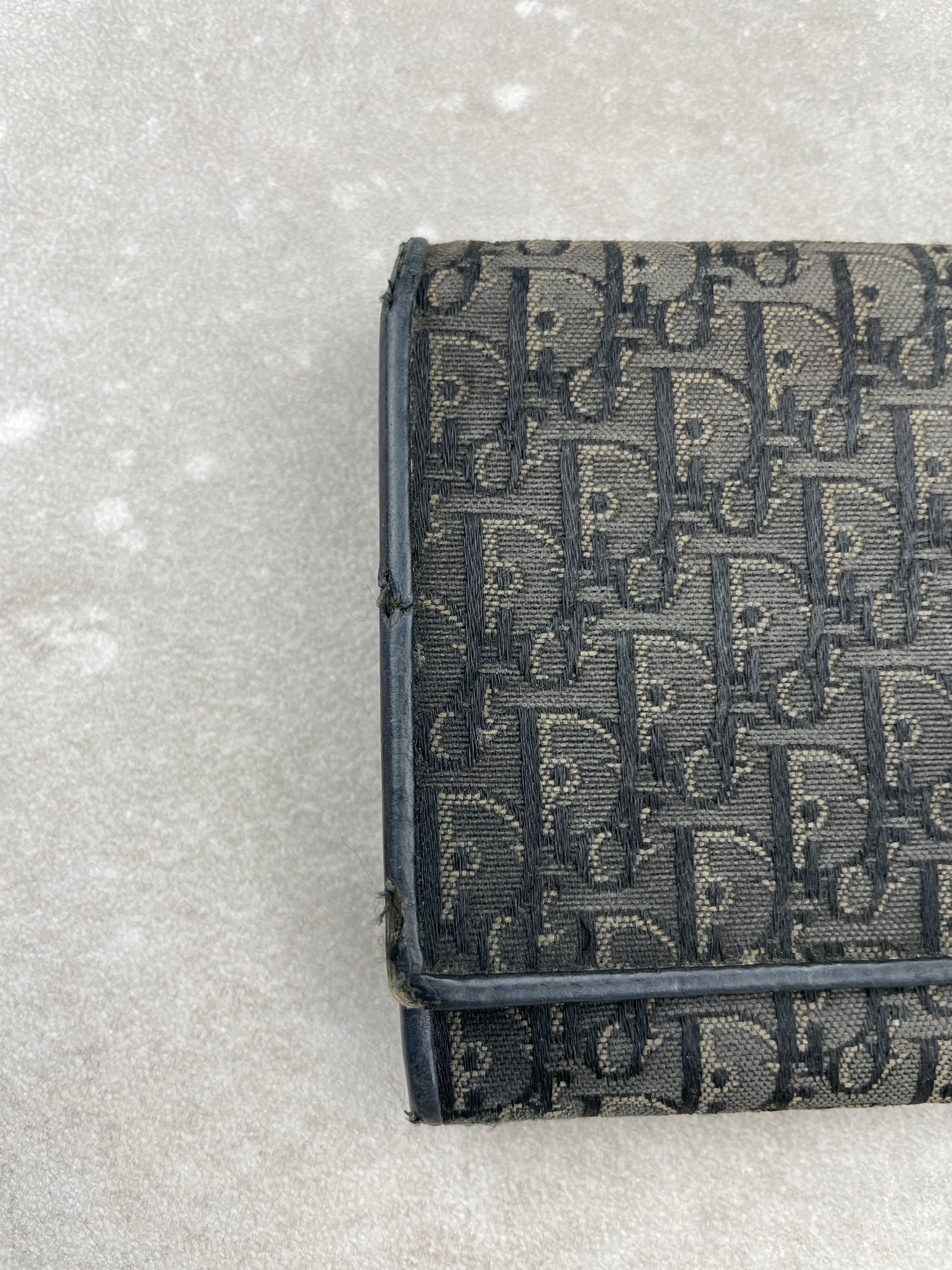 Dior Vintage Black Oblique Jacquard Long Wallet