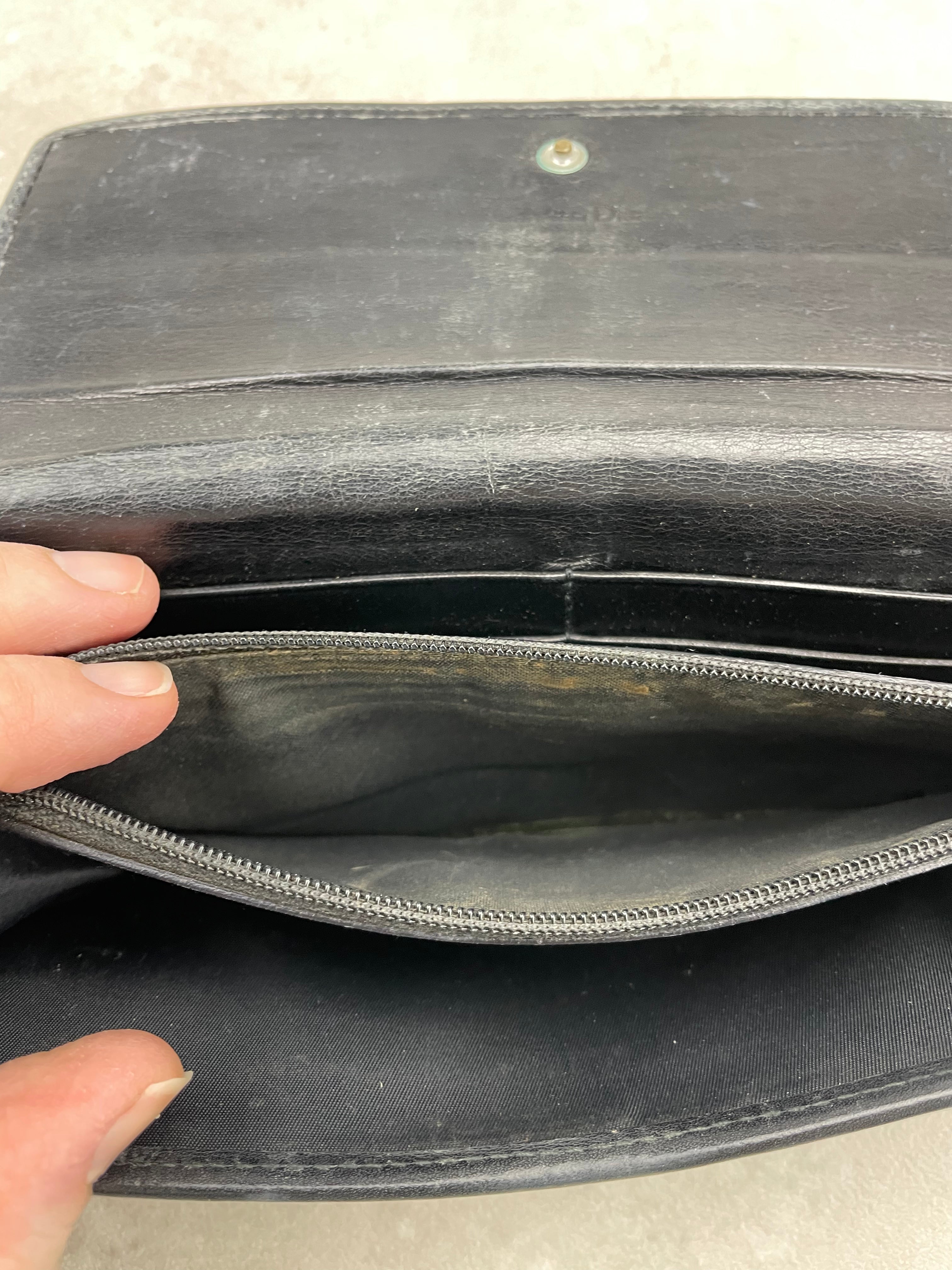 Dior Vintage Black Oblique Jacquard Long Wallet