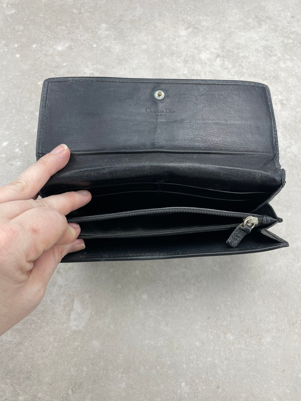 Dior Vintage Black Oblique Jacquard Long Wallet