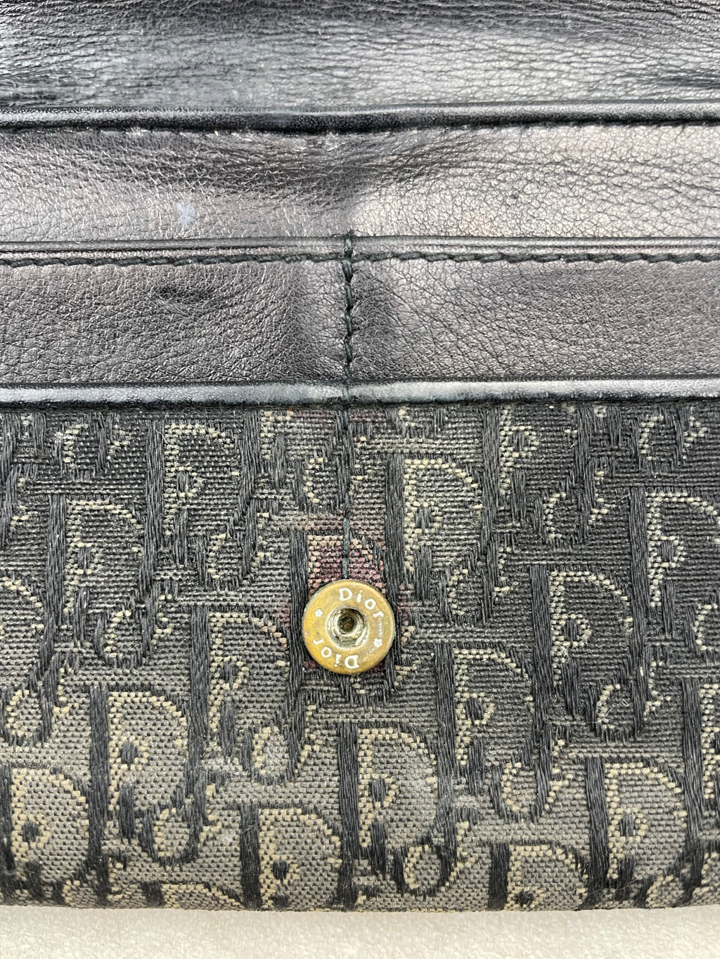 Dior Vintage Black Oblique Jacquard Long Wallet