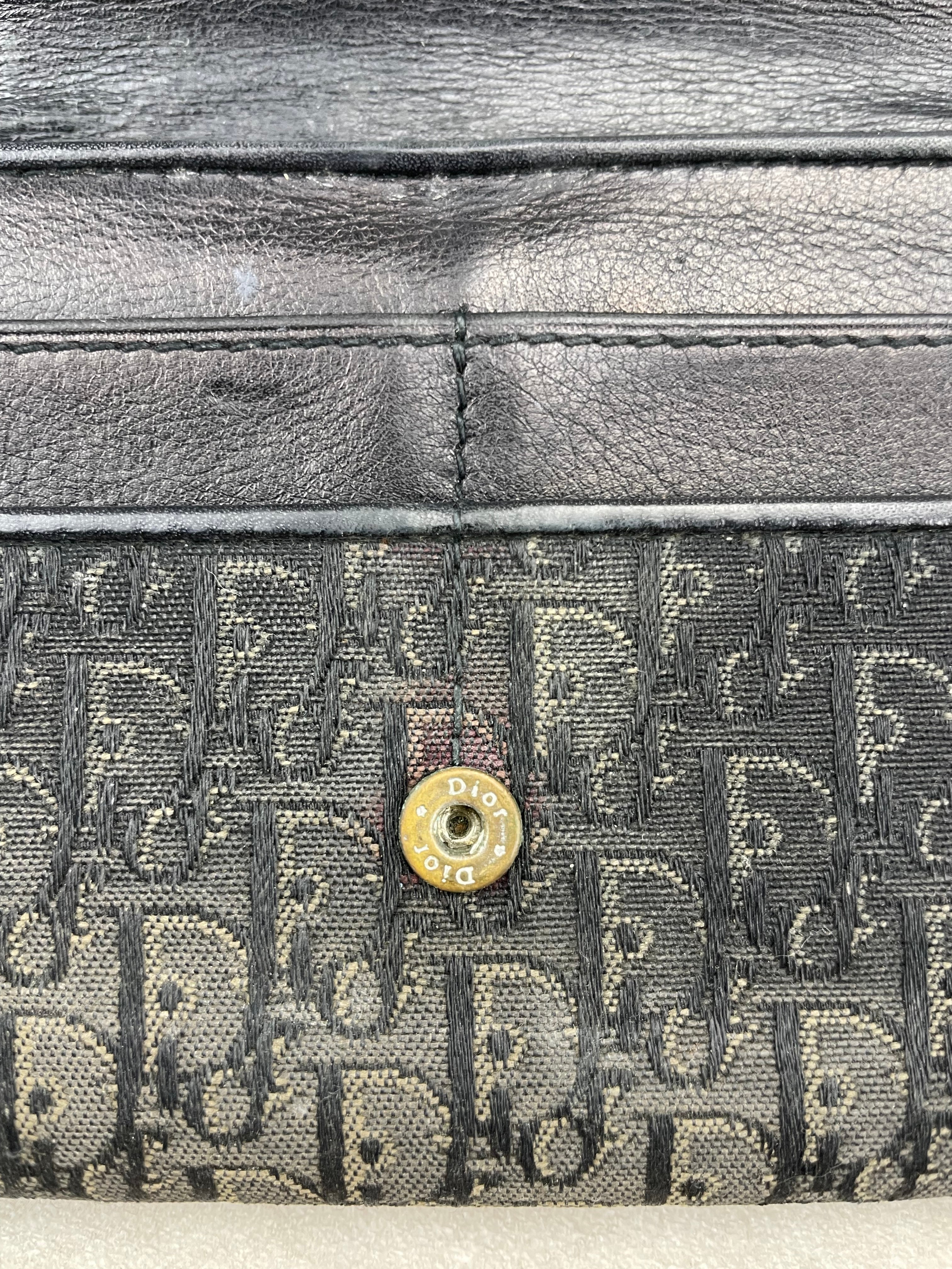 Dior Vintage Black Oblique Jacquard Long Wallet
