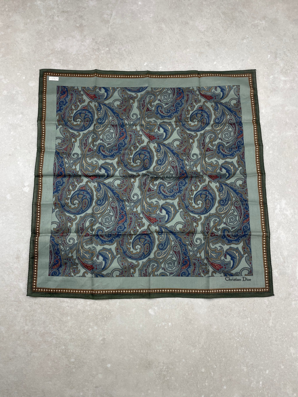 Carré Dior Vintage en Coton Bleu et Vert