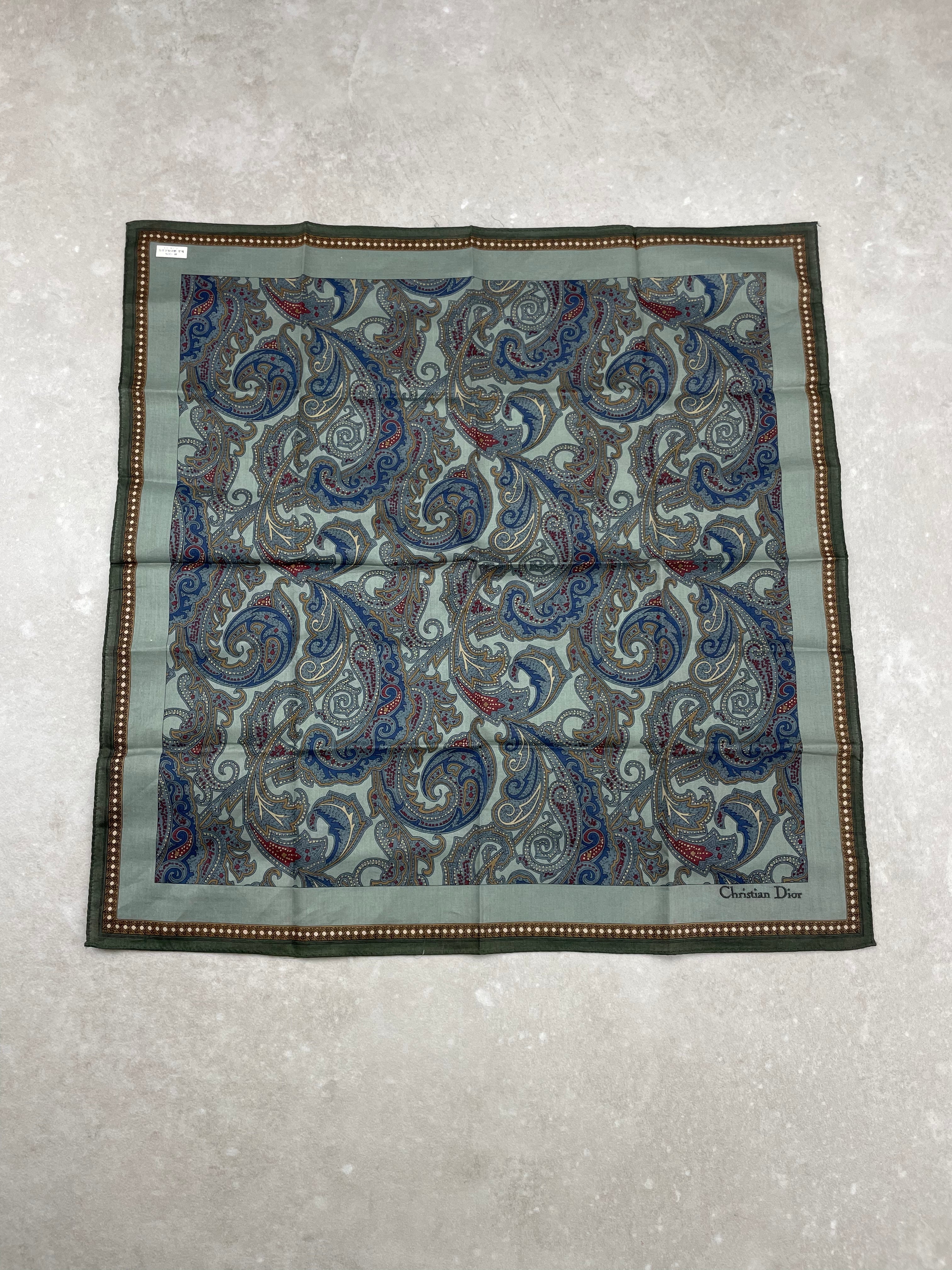 Carré Dior Vintage en Coton Bleu et Vert