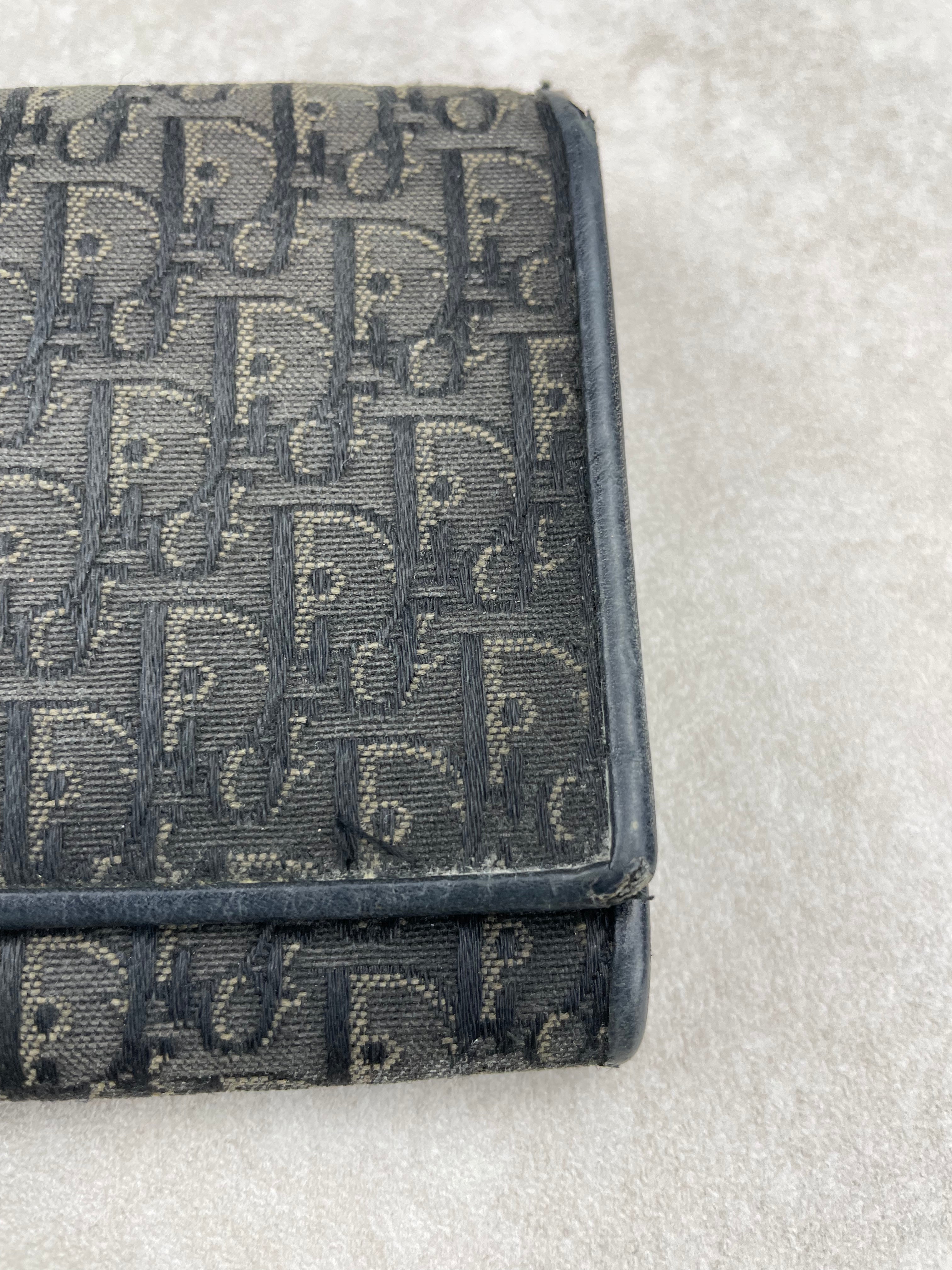 Dior Vintage Black Oblique Jacquard Long Wallet